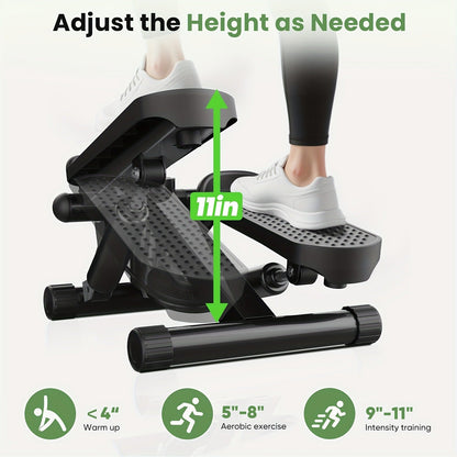 Mini Exercise Stepper Machine with Resistance Bands – Portable Twist Stair Stepper, 300lb Capacity, Full Body Trainer for Legs
