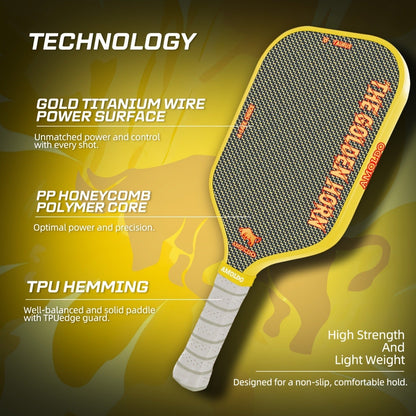 Titanium Pickleball Paddle 16mm Wire Woven Surface PP Honeycomb Core Hot Pressed Power Control Spin Pickleball Racket for Beginner