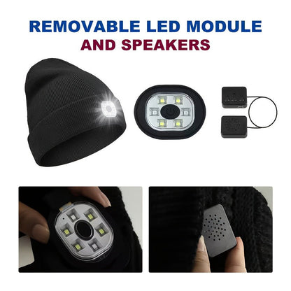 LED Knit Beanie with USB Rechargeable Lights – Light-Up Acrylic Knit Hat for Running, Hiking & Outdoor Activities