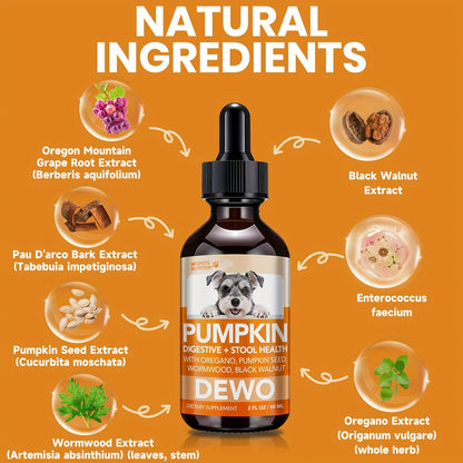 Pet Gut Wellness Drops with Black Walnut & Pumpkin Seed – Digestive Supplement for Dogs & Cats, Flora Balance