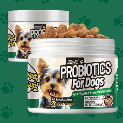 Dog Probiotic Soft Chews, Chicken Flavor, 90-Count Bottle with One- or Three-Bottle Checkout Options