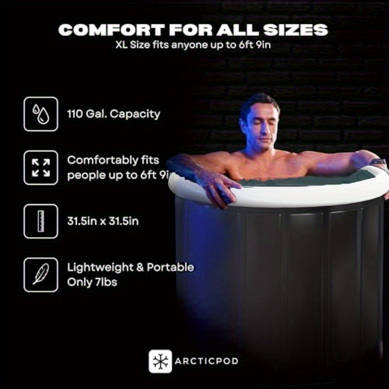 Cold Plunge Tub Foldable Ice Bath, 95-Gallon 34"x34"x30" Portable Cold Water Therapy Tub for Indoor & Outdoor Recovery
