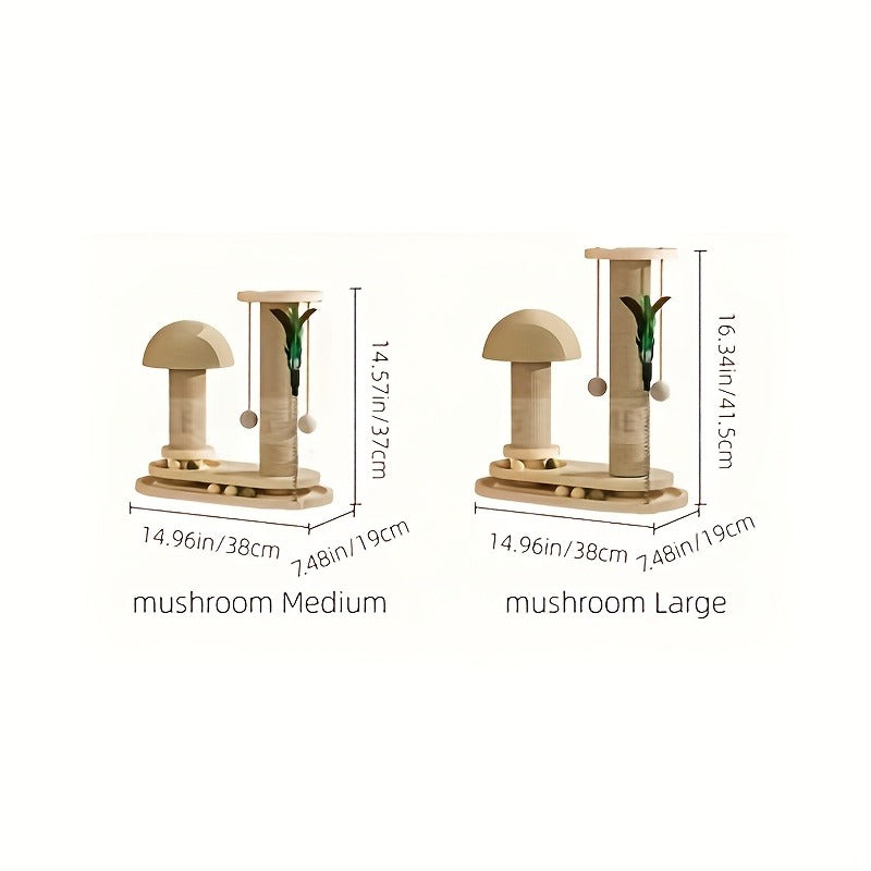 Cat Tree Solid Wood Compact Vertical Cat Climbing Structure with Sisal Scratching Post & Integrated Scratch Board