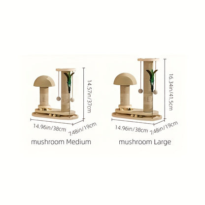 Cat Tree Solid Wood Compact Vertical Cat Climbing Structure with Sisal Scratching Post & Integrated Scratch Board