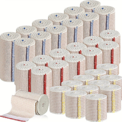 48pcs Elastic Compression Bandage Wrap Set – 2", 3" & 4" Reusable Self-Closure Stretch Bandage Rolls for Sports, Sprains