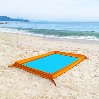 Sand-Wall Beach Mat with Four Stakes and Carry Bag, 140 x 220cm in Six Printed Styles for Outdoor Picnics