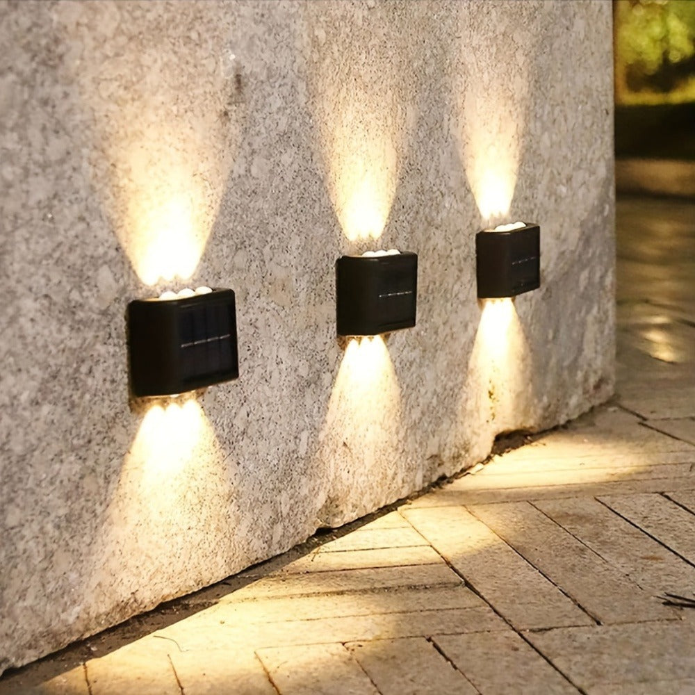 Solar Wall Light Outdoor 8 Pack 6 LED Deck Fence Garden Lamp Waterproof Auto Dusk to Dawn Courtyard Pathway Garage Yard Decoration