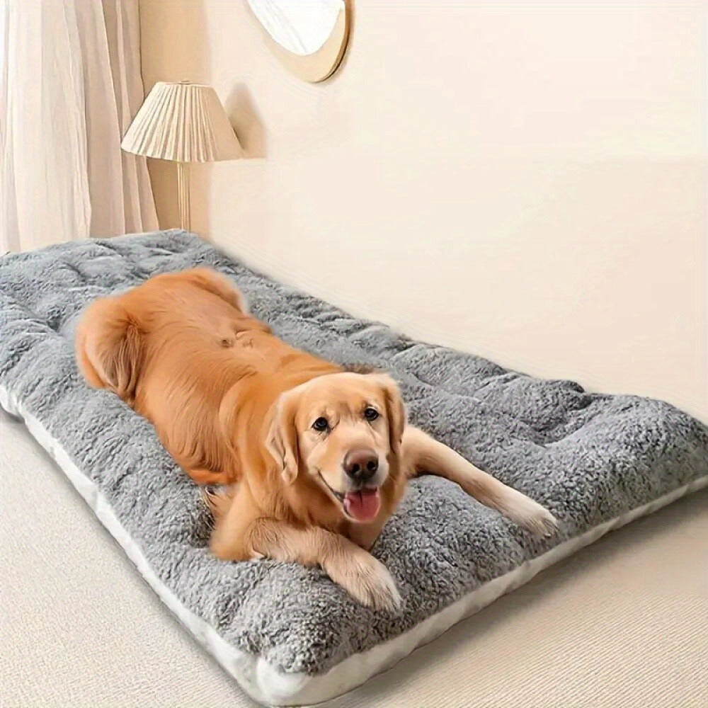 Rectangular Plush Dog Sofa Bed with Raised Bolsters, Gray L Checkout Option and Two-Surface Presentation