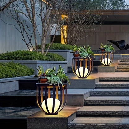 Solar Garden Light Table or Floor Lamp with Short and Tall Options, Solar Panel and Remote-Control Layout