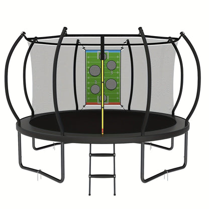 Outdoor Trampoline with Safety Enclosure Net Football Toss Game 8 10 12 14FT Round Backyard Trampoline for Kids Adults Indoor Outdoor Party