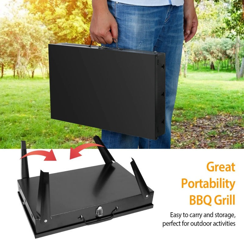 Portable Charcoal BBQ Grill Foldable – Lightweight Compact Outdoor Smoker Grill for Camping, Picnics, Hiking & Backyard Barbecue