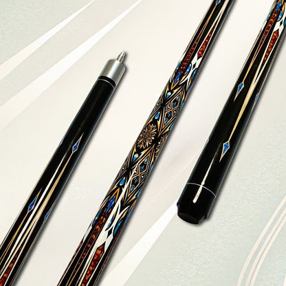 58-Inch Maple Pool Cue with Two-Piece Construction, Decorated Butt and Style A, B or C Design Choices