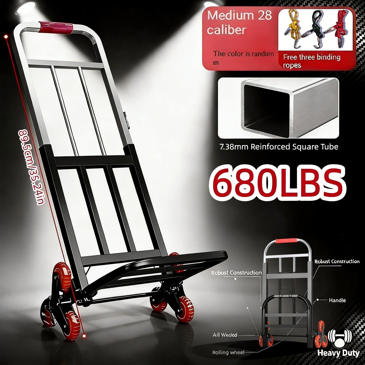 Folding Stair-Climbing Hand Truck with 220, 450 or 680 lb Model Labels and Three Frame Configurations
