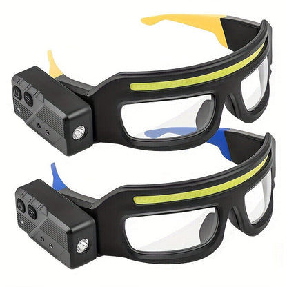 LED Headlamp Glasses Light – USB Rechargeable Head Torch with Rotatable Beam, Adjustable Brightness & Strobe Mode for Night Running