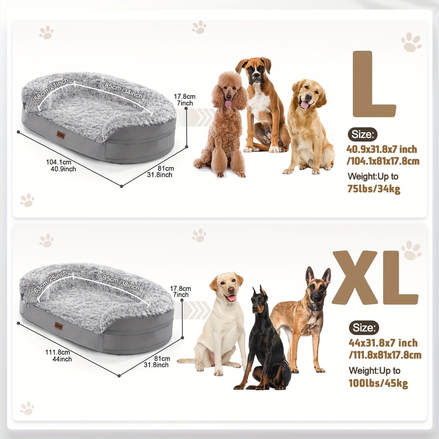 Orthopedic Dog Bed Egg Foam Ultra Soft Washable Cover for Large Medium Small Dogs Aging Pets Rectangle Semicircle Anti-Slip Joint Relief Pet