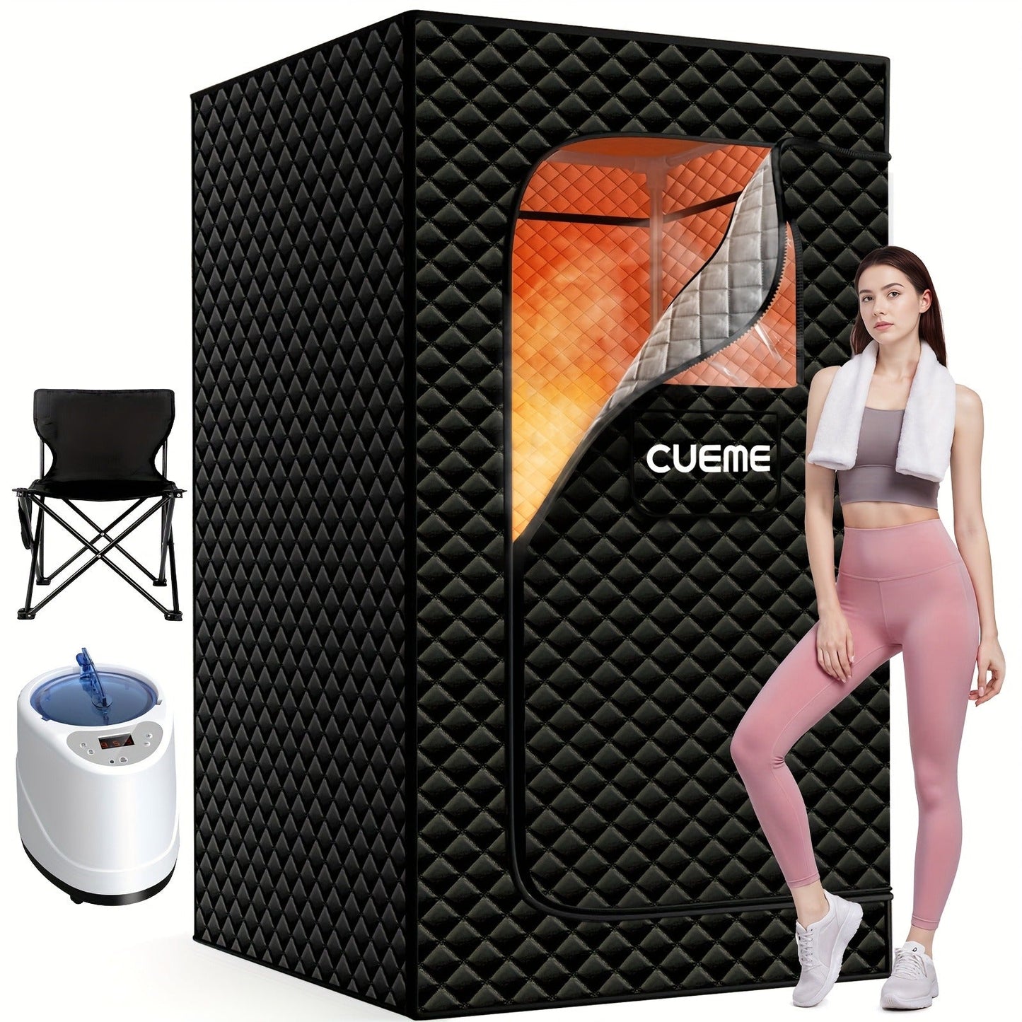 Portable Steam Sauna Box 1200W Full Body Sauna Tent with Folding Chair, 101oz Steam Generator