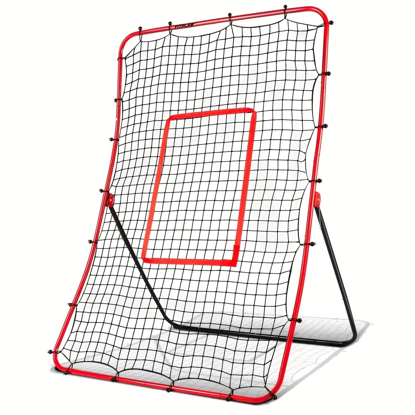 Adjustable Baseball Pitchback Rebounder Net with Red Target, 48 x 68 Inch Frame and Five Angles