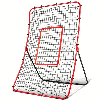 Adjustable Baseball Pitchback Rebounder Net with Red Target, 48 x 68 Inch Frame and Five Angles