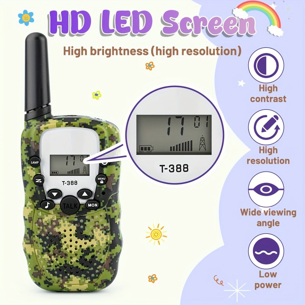 Colorful T-388 Two-Way Radio Set with LCD Screens in Two- or Four-Handset Packs for Outdoor Communication