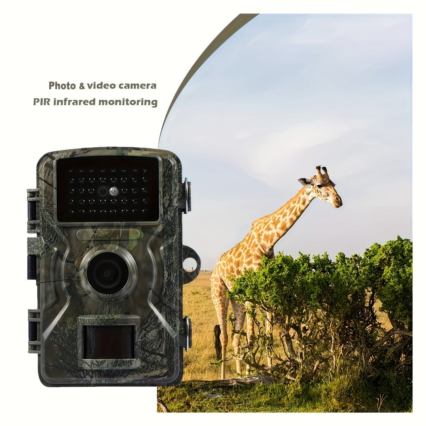 48MP 1296P Trail Camera with Infrared LEDs, Color Screen and Included 32GB Memory Card in Green Camo Housing