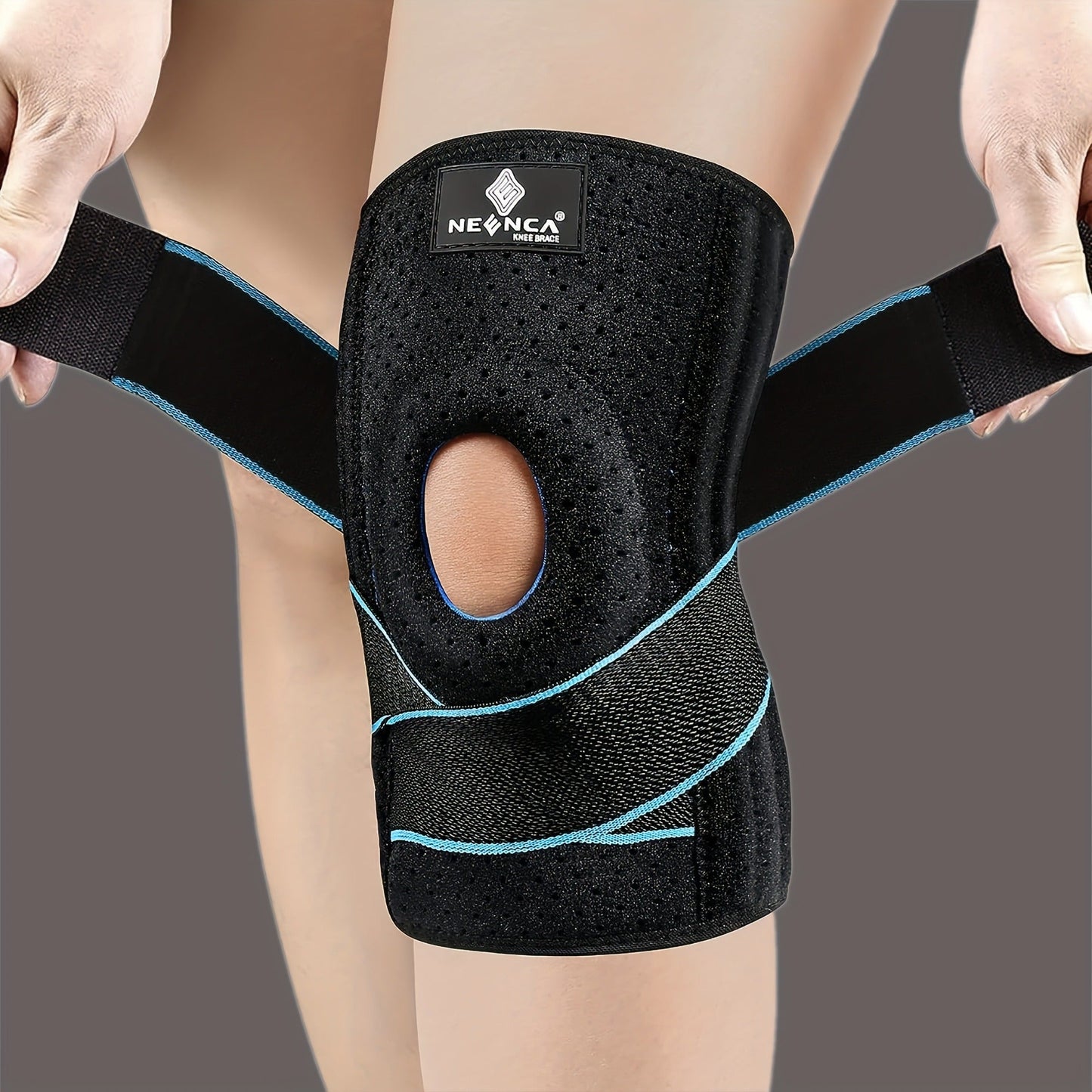 Knee Brace with Patella Gel Pad & Side Spring Stabilizers – Adjustable Compression Knee Support Wrap for Sports Running Workouts Camping