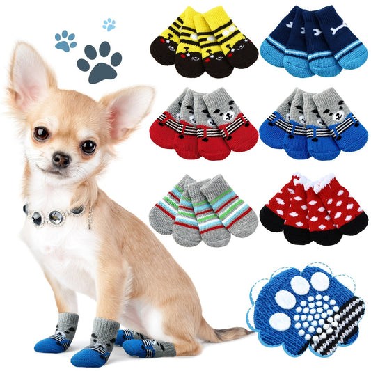Non-Slip Dog Socks 24-Pack 6 Styles Paw Protector with Traction Control – Anti-Slip Pet Puppy Socks for Hot Pavement