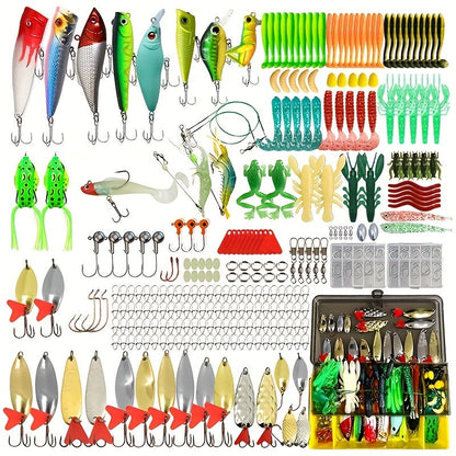 Fishing Lure Set with 110, 252 or 361-Piece Mixed Tackle Options, Hard Baits, Soft Baits, Hooks, Rigs and Storage Box