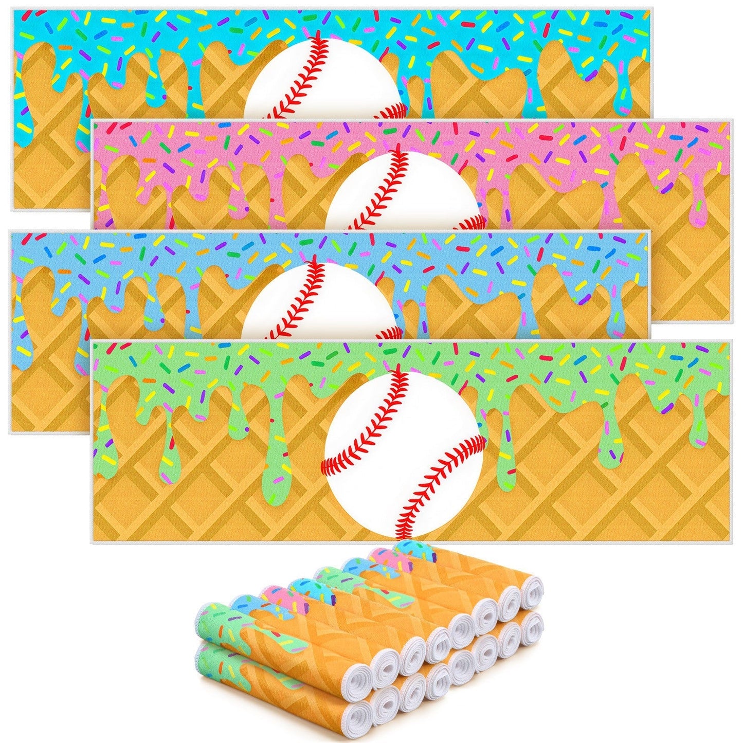 Sports Ice Towels 24-Pack – 30”×9” Mini Microfiber Cooling Towel for Baseball, Softball, Golf, Football, Yoga & Running