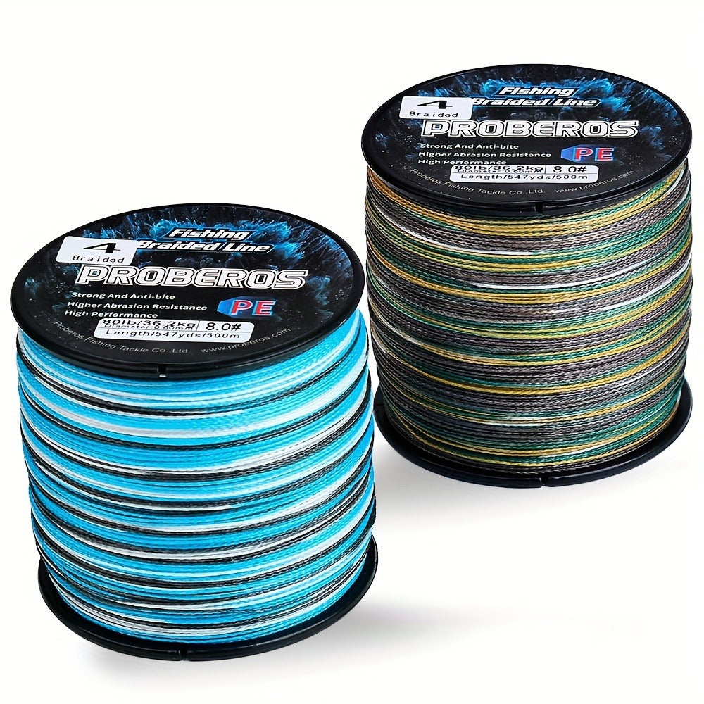 Braided Fishing Line 4 Strand 500M/547Yds – Abrasion Resistant Zero Stretch Superline 6LB-80LB, Multi-Color, Gray/Green/Camo