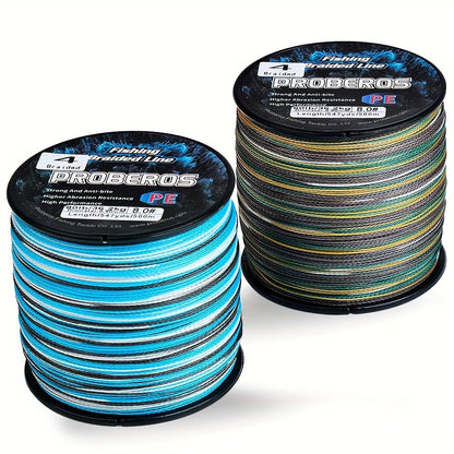 Braided Fishing Line 4 Strand 500M/547Yds – Abrasion Resistant Zero Stretch Superline 6LB-80LB, Multi-Color, Gray/Green/Camo