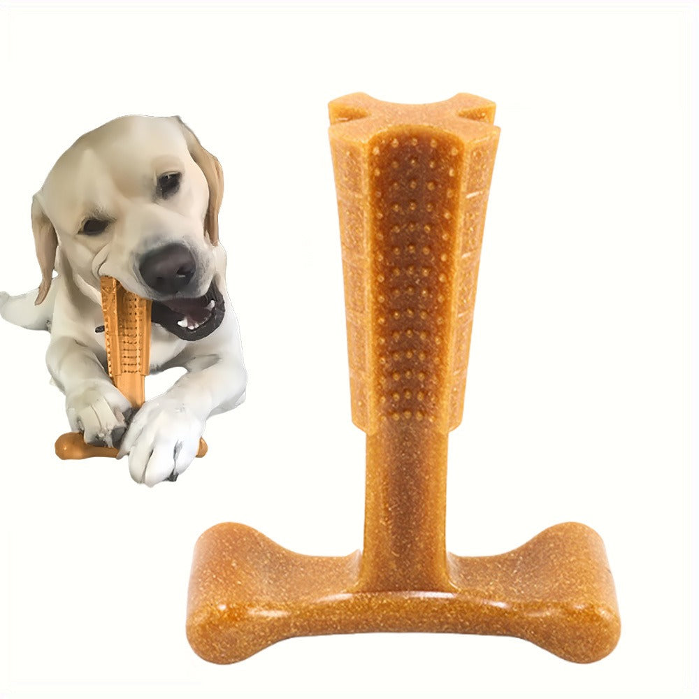 Dog Dental Chew Toy T-Shape with Textured Ridges & Ergonomic Grip – Non-Splintering Durable Chew Toy for Aggressive Chewers