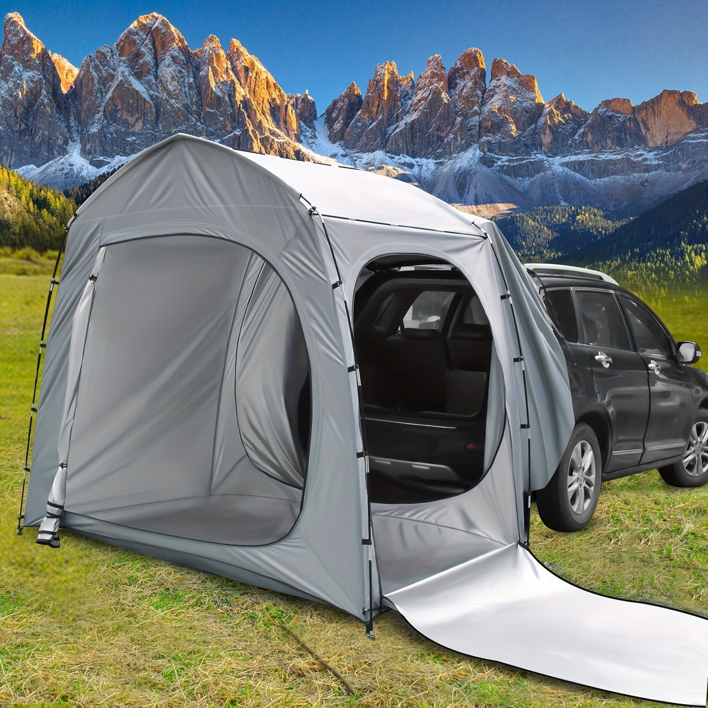Camping Tent SUV Tailgate Format with Source-Listed 5-Person Capacity, Porch Awning and Four Colors