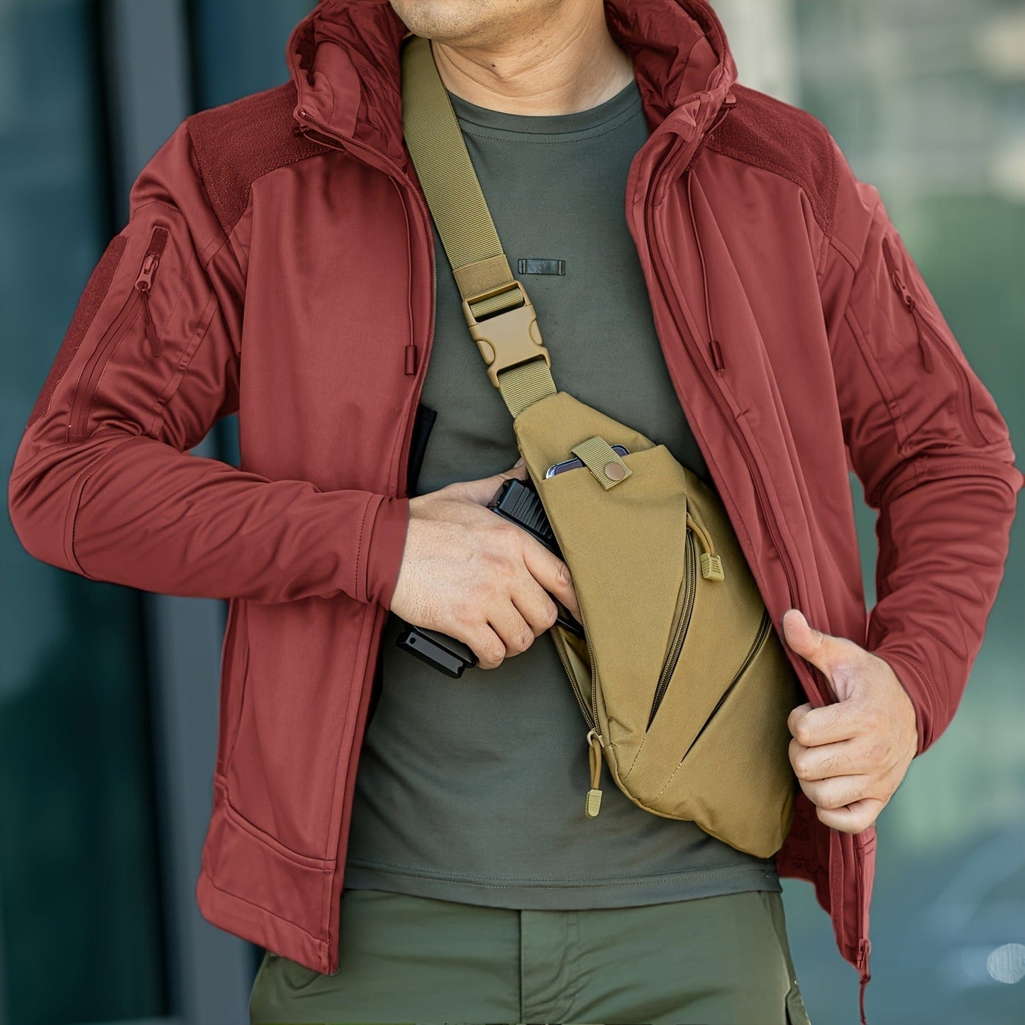 Anti-Theft Sling Bag Men Crossbody Chest Pack Oxford – Lightweight Shoulder Bag with Adjustable Strap, Multiple Compartments & Zipper