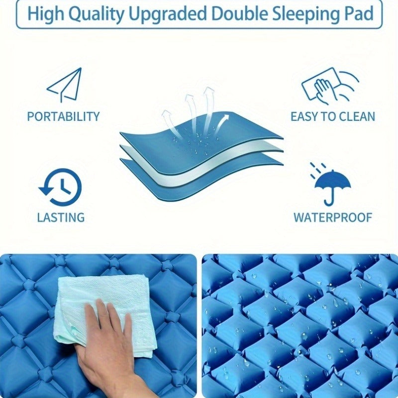 Camping Sleeping Pad Inflatable & Self-Inflating – Ultralight TPU Nylon Mat with Built-In Pump, Single & Double Size for Backpacking