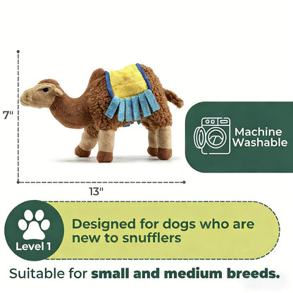 Squeaky Plush Dog Toy – Durable Camel Design Chew Toy for Aggressive Chewers, Washable Calming Interactive Plush Toy
