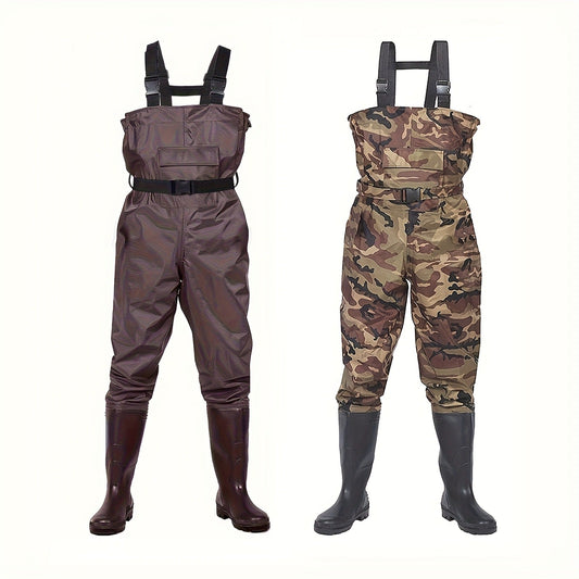 Fishing Waders with Boots for Men & Women – 3-Ply Nylon Lightweight Breathable Wading Pants with PVC Lining, Anti-Slip Sole & Pockets