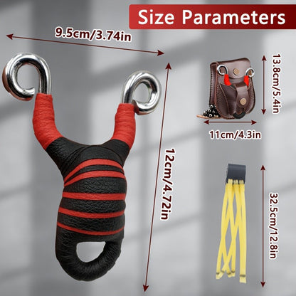 Alloy Slingshot Set for Adults – High-Velocity Pocket Slingshot with 2 Replacement Rubber Bands, 100 Mud Beads & Carry Bag