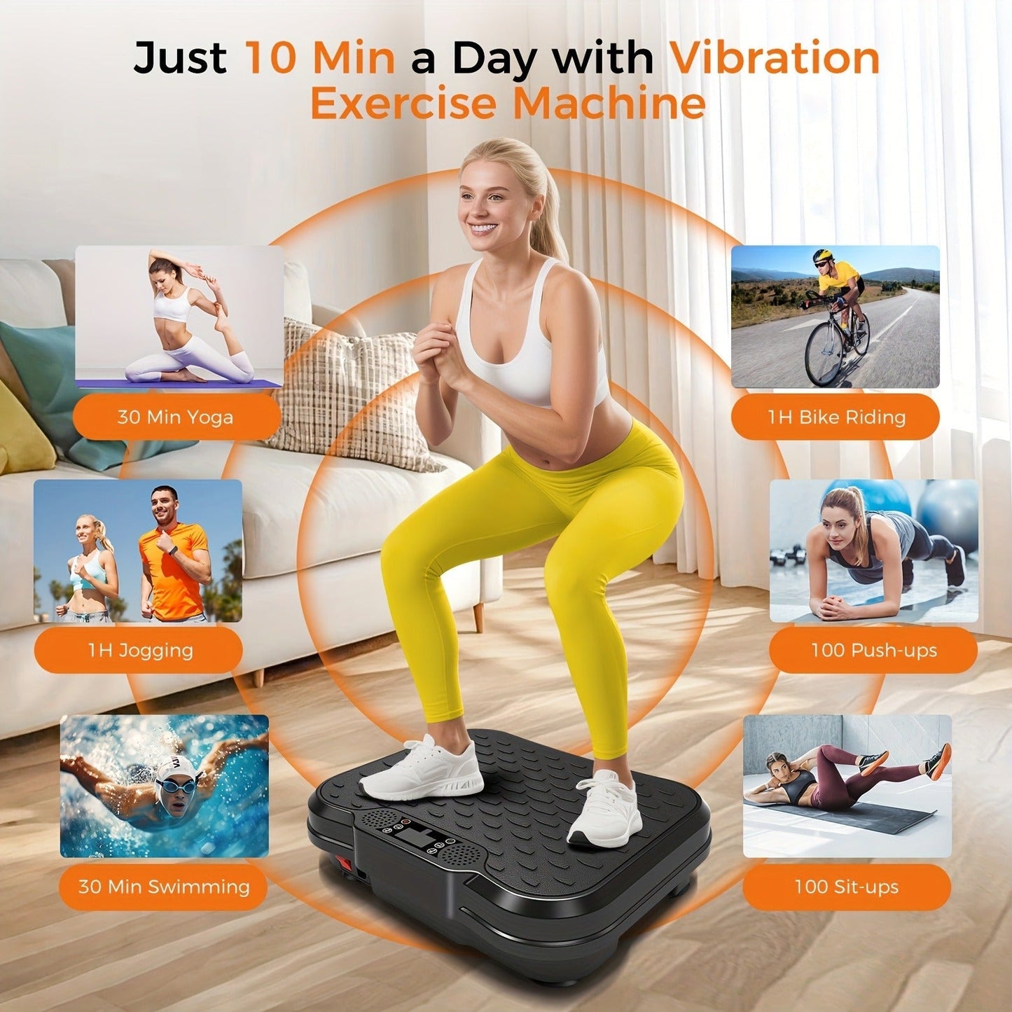 Vibration Plate Exercise Machine 2025 Upgraded – 400 lb Capacity, LED Touch Screen & Remote Control, 9 Preset Programs