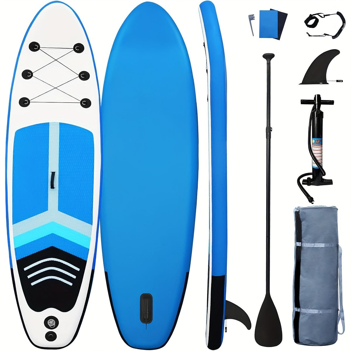Inflatable Stand Up Paddle Board SUP Yoga Board 124'' x 31'' Wide Stance Non-Slip Deck with Paddle Pump Leash Carry Bag for Teens Adults