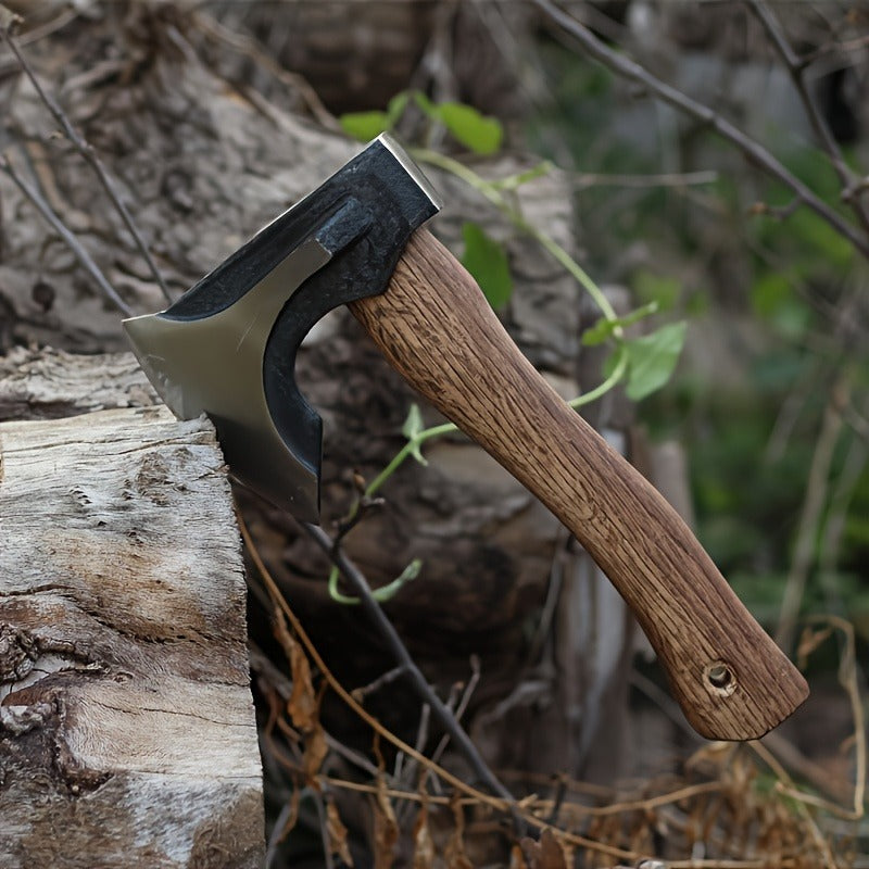 Splitting Axe Forged Carbon Steel 15.6-Inch with Handcrafted Wooden Grip, Professional Backyard Hatchet for Wood Chopping