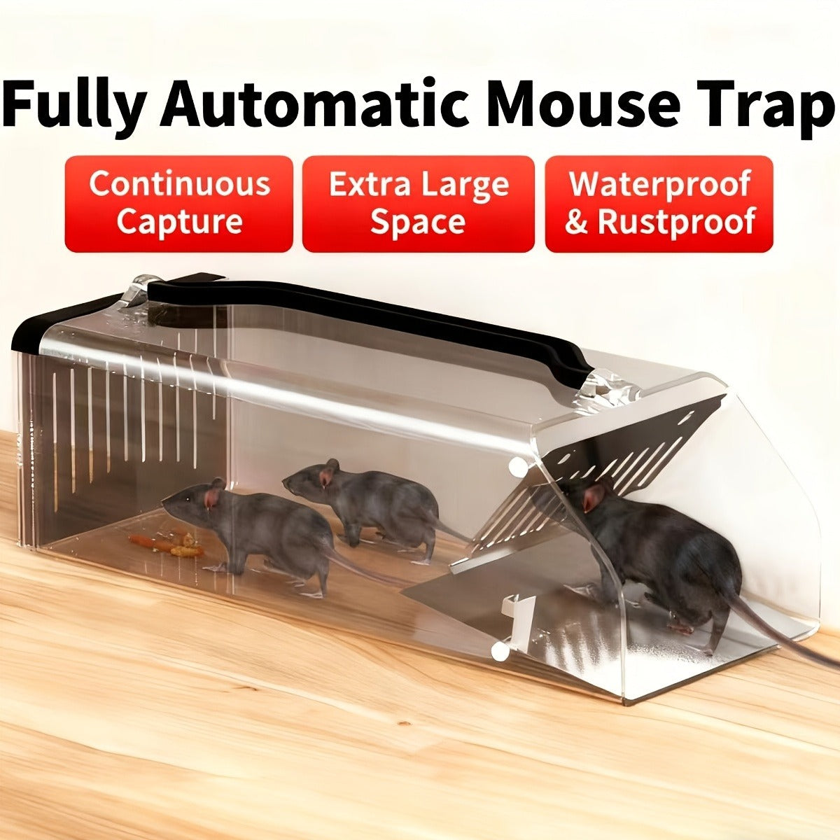 Mouse Trap Live Catch – Transparent Continuous Capture Rodent Trap for Indoor Home, Kitchen, Garage & Outdoor Use