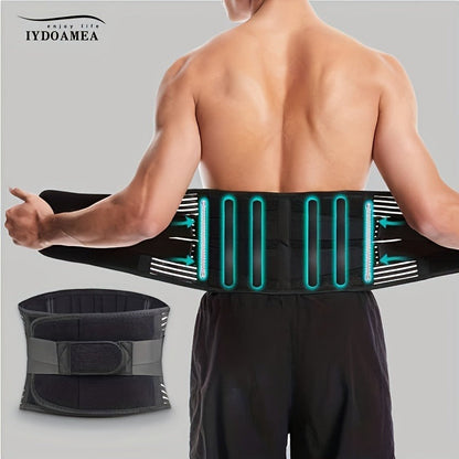 Lumbar Support Belt with 6 Stays & 16-Hole Mesh – Breathable Back Brace for Men Women, Anti-Skid Waist Support for Work