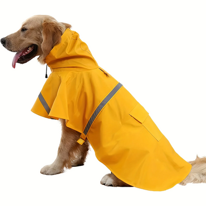 Dog Raincoat Reflective Hooded Waterproof Pet Rain Cape for All Breeds, Lightweight Poncho with Reflective Strips for Safety on Rainy Days