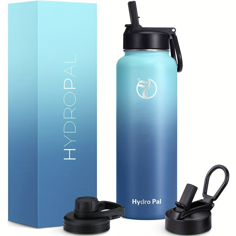 40oz HydroPal Water Bottle with Separate Straw and Chug Lids, Two Straws and 12 Color or Pattern Options