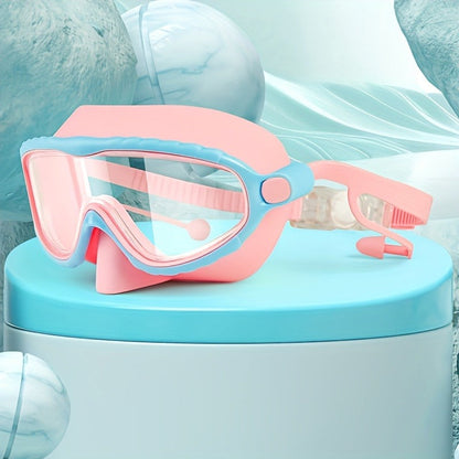 Oversized Swimming Goggles with Single-Lens Mask Frame, Adjustable Strap and Pink or Blue Color Options