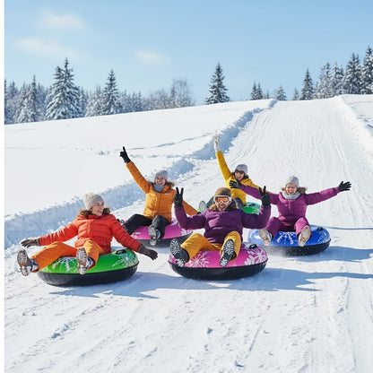 Snow Sled Tubes 3-Pack Foldable Inflatable – Triple-Layer PVC Snow Tubes 36 & 40 Inch, 220 lbs Capacity, 3-Layer Airlock Valve