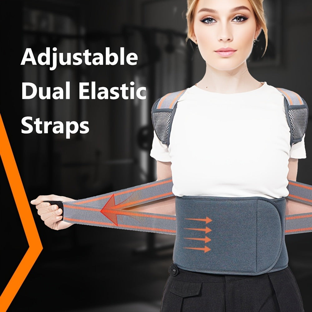 Full-Back Posture Brace with Dual Elastic Straps, Support Panels and S–XXL Size Options for Daily Wear