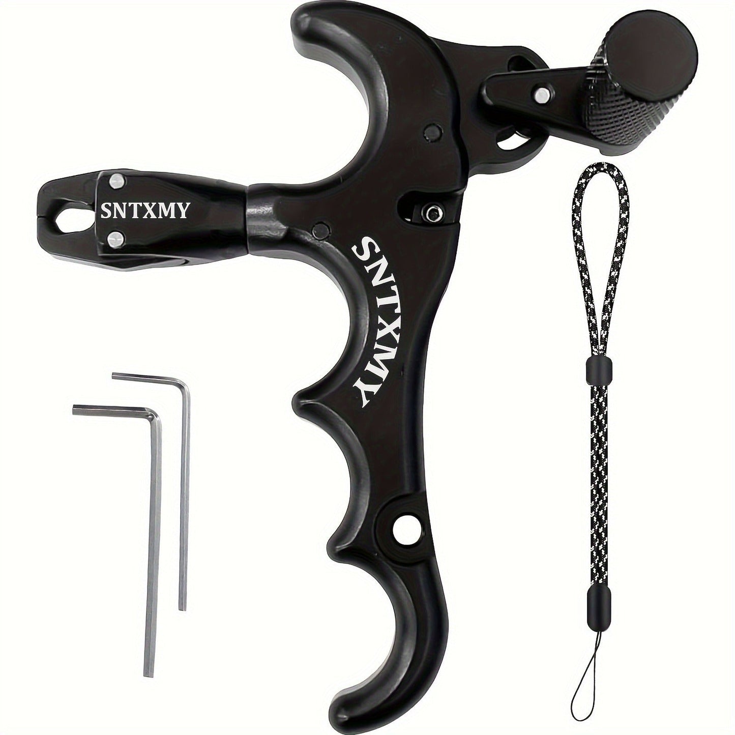 Archery Bow Release Aid for Compound Bow – 360° Rotating Aluminum Thumb Trigger Wrist Strap Release with Adjustable Sensitivity for Hunting