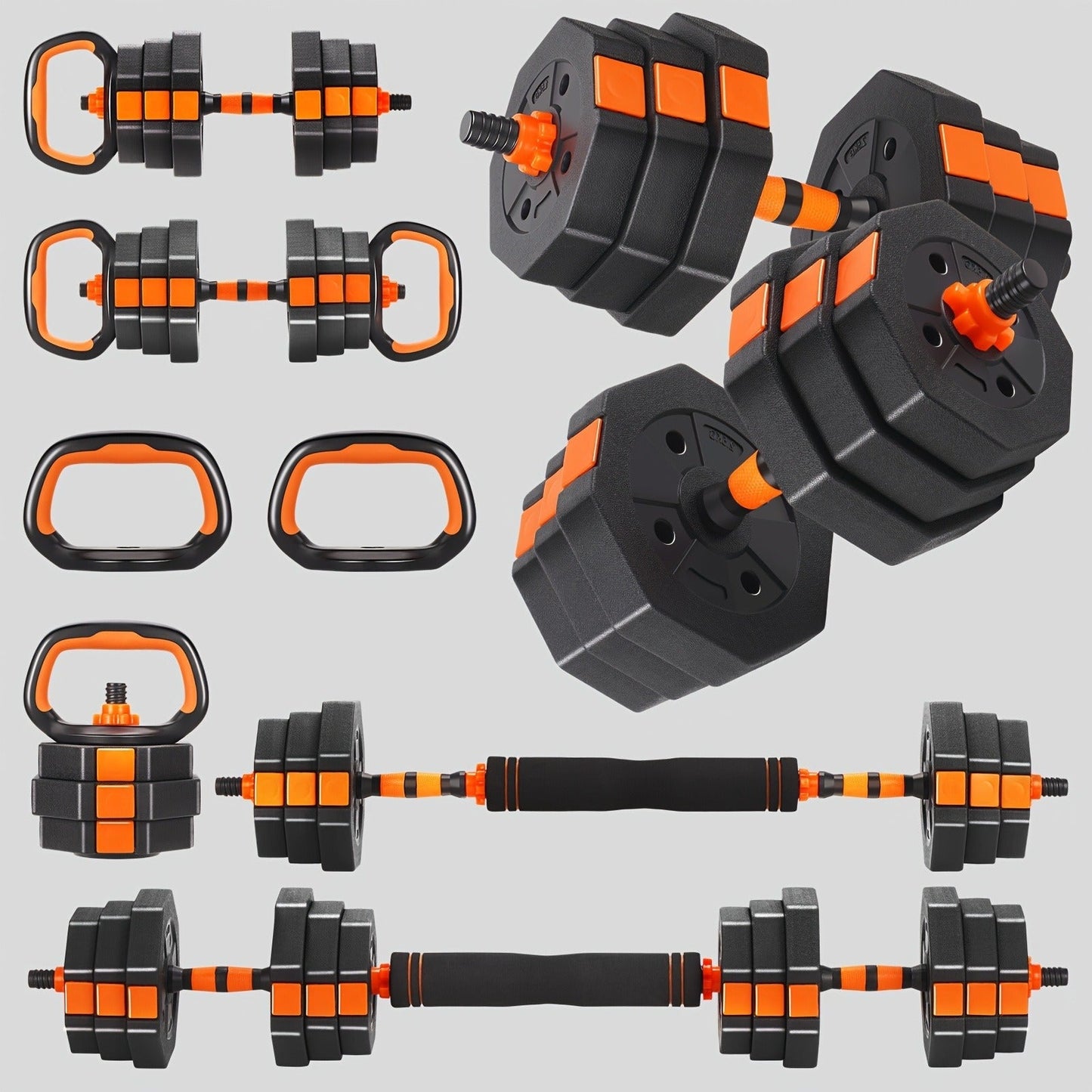 Adjustable Barbell & Dumbbell Set 4-in-1 – 25/50/66 lbs Home Gym Weight Set with Connecting Rod, Strength Training for Men & Women