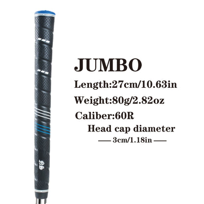 Oversized Golf Grips 10-Pack | Jumbo Blue Soft Rubber Anti-Slip Golf Club Grips for Iron & Wood Clubs – Ergonomic Precision Control Design